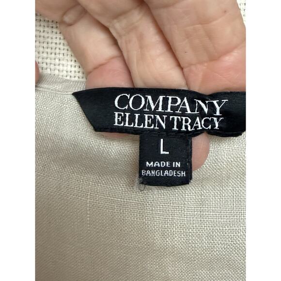 Company Ellen Tracy Tan Beige Tunic Lace Up Sz L Casual Classic Work Office - Picture 9 of 11